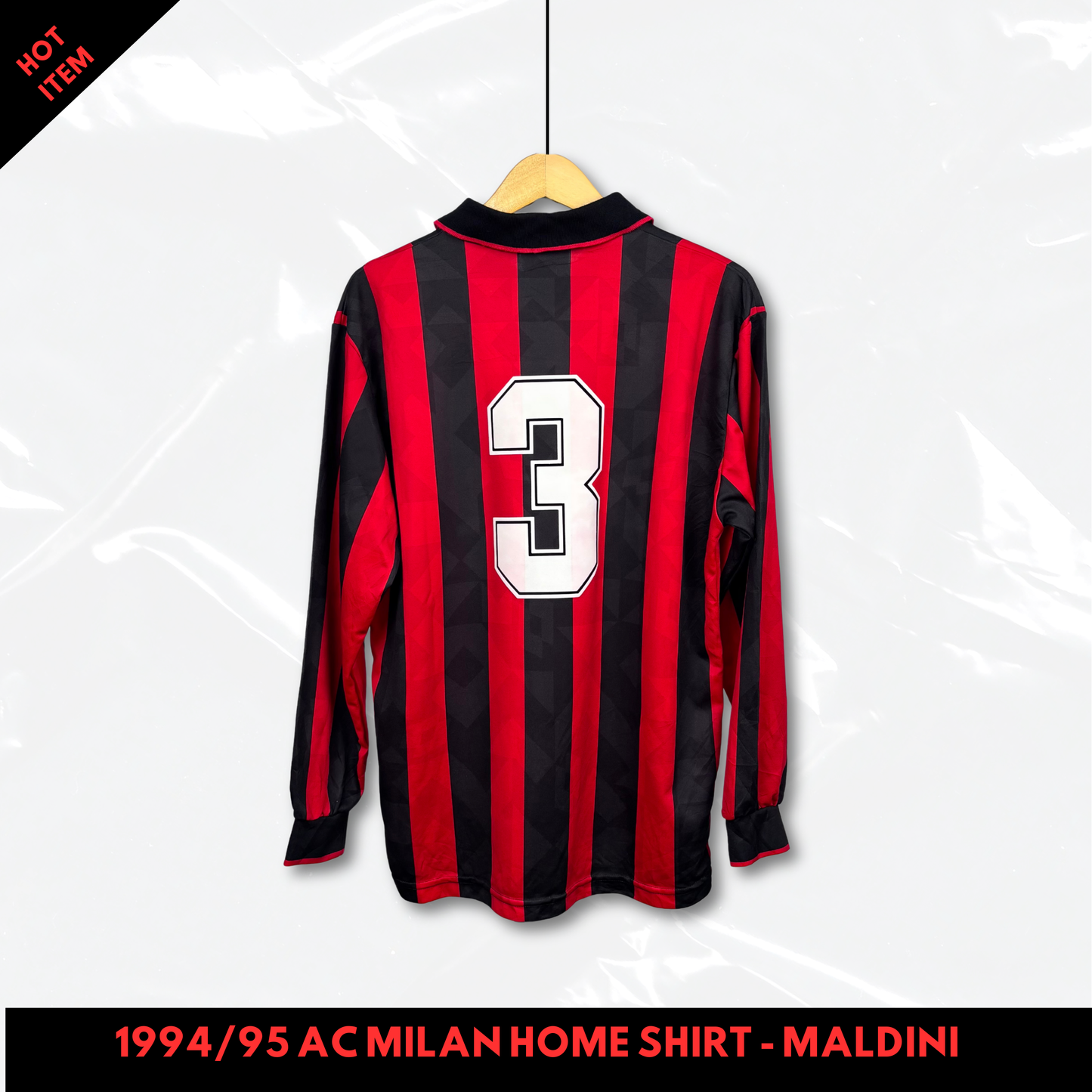 1994/95 AC Milan Home Longsleeve Shirt - Maldini