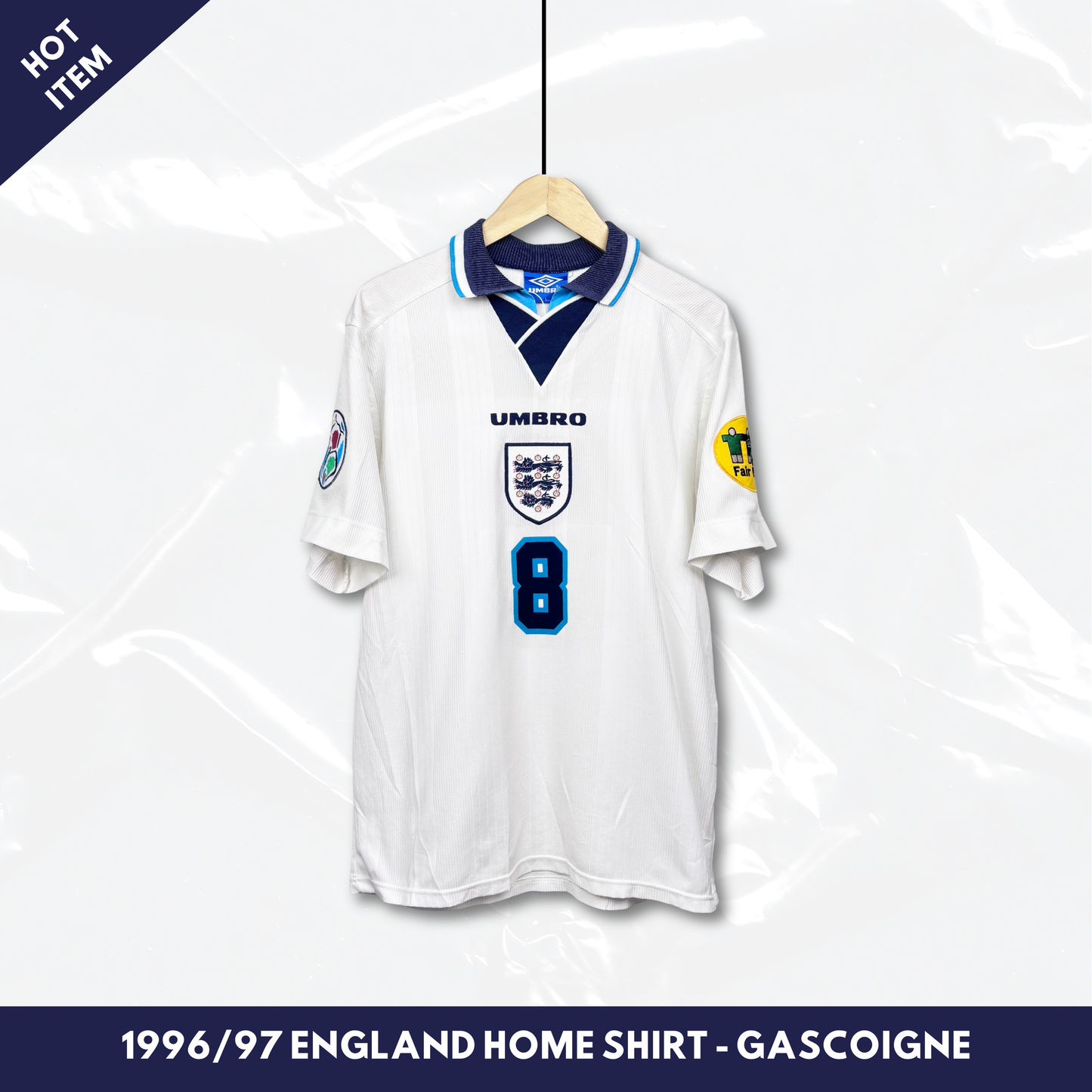 1996/97 England Home Shirt - Gascoigne - L