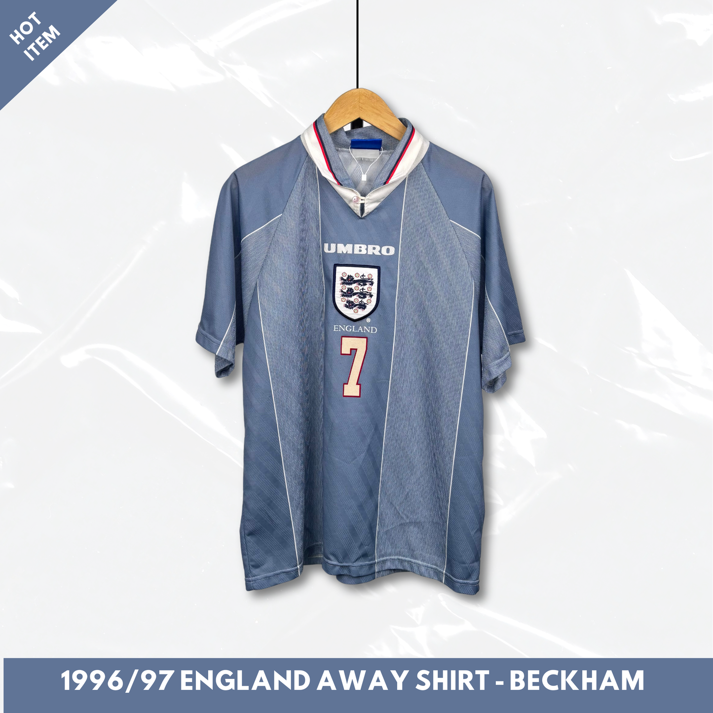 1996/97 England Away Shirt - Beckham - L