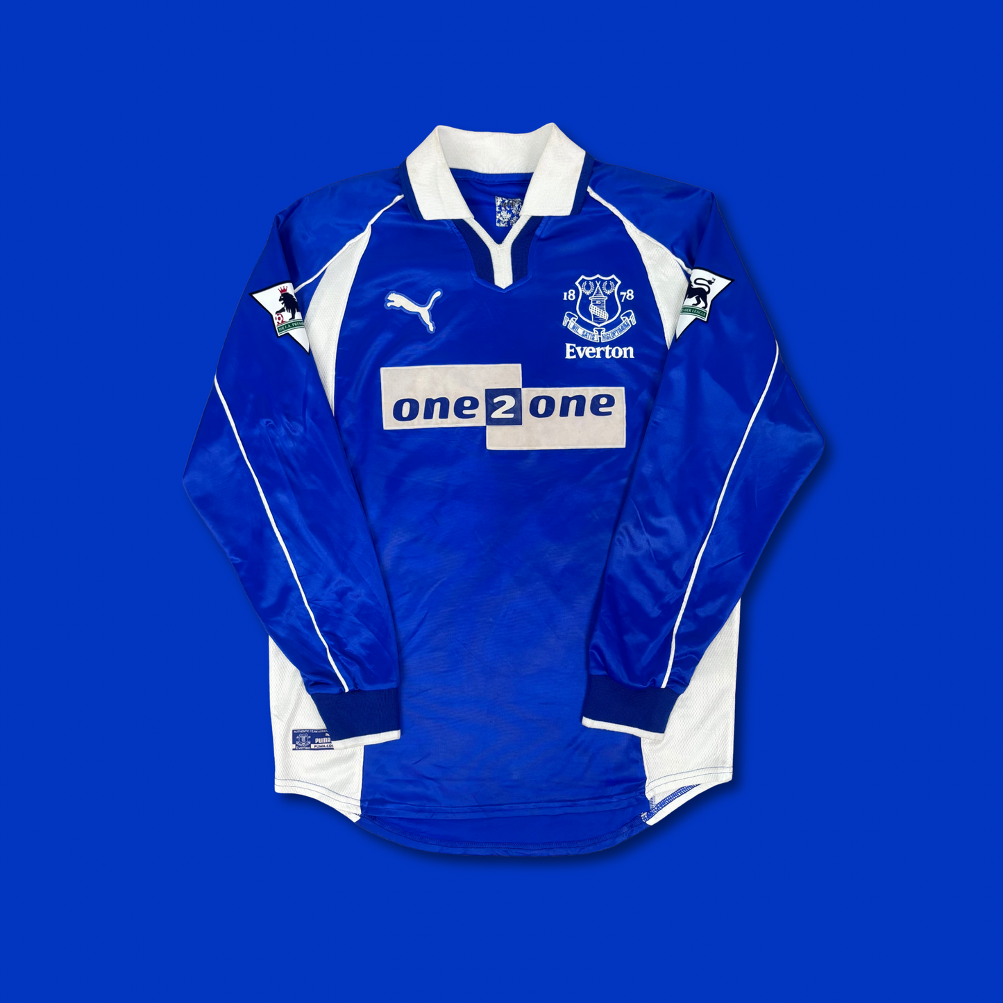 2001/02 Everton Home Longsleeve Shirt - Ginola - M