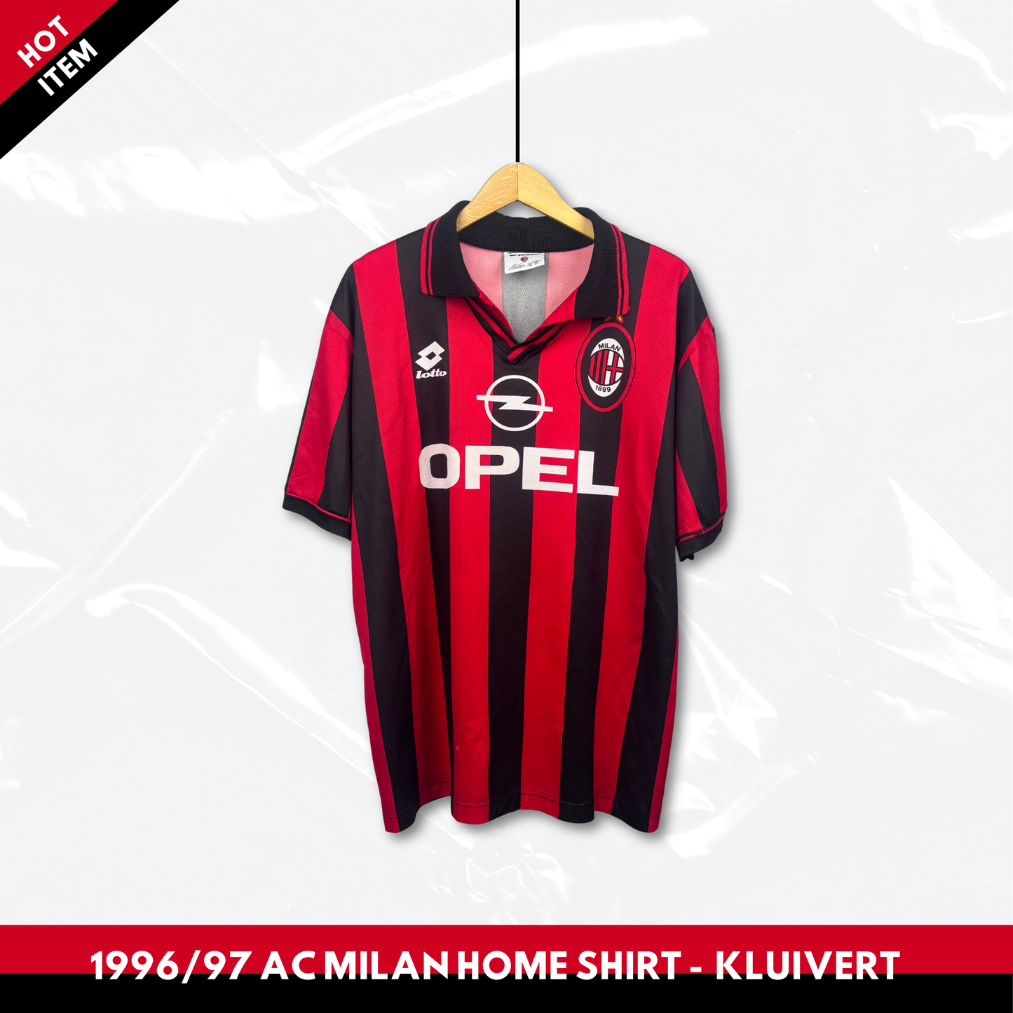 1996/97 AC Milan Hime Shirt - Kluivert - L