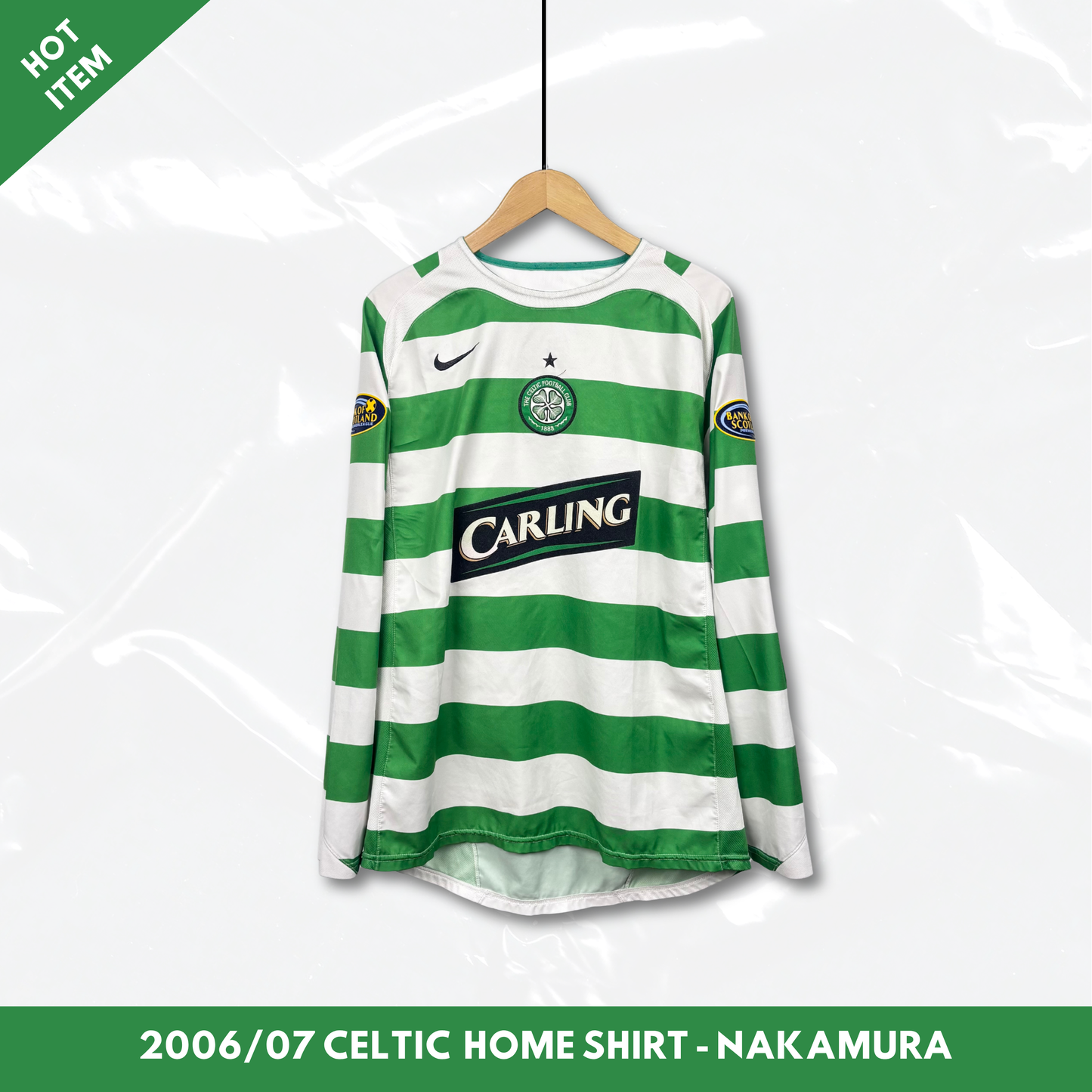 2006/07 Celtic Home Longsleeve Shirt - Size M - Nakamura