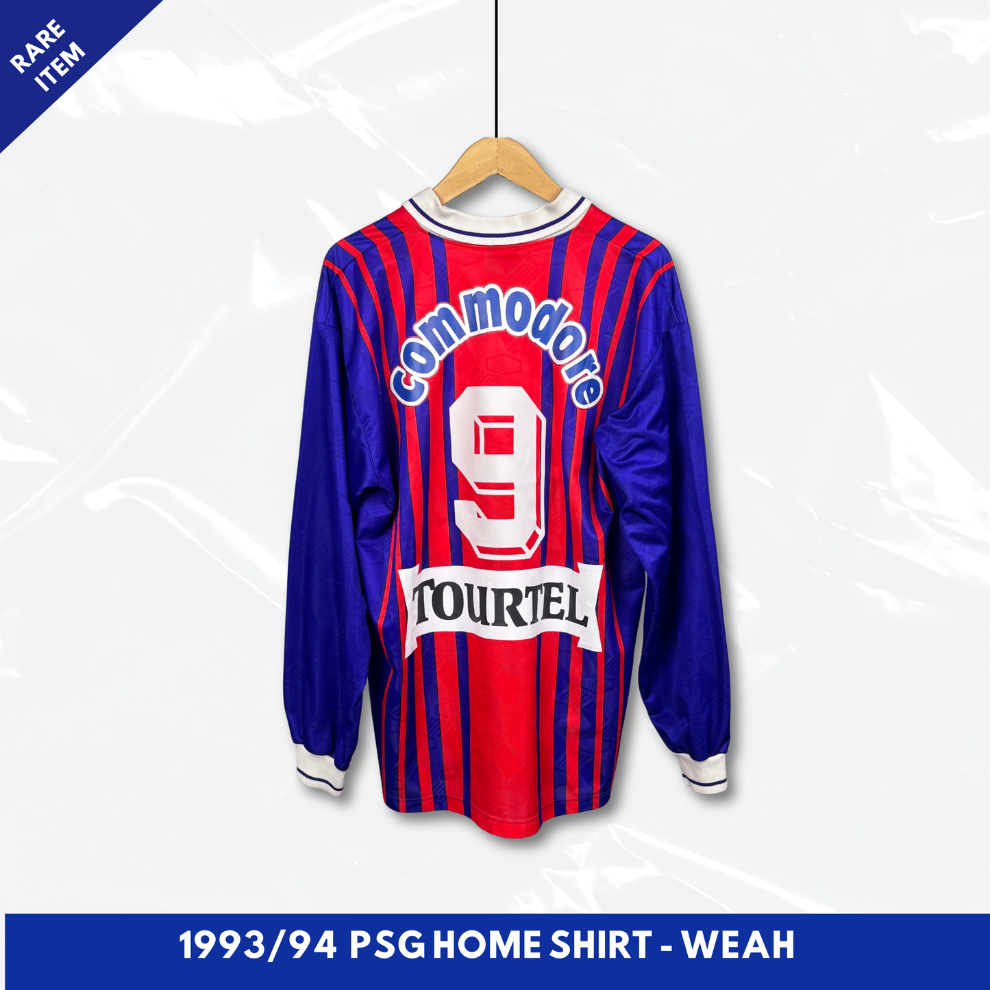 1993/94 Paris Saint Germain Home Longsleeve Shirt - Weah - L