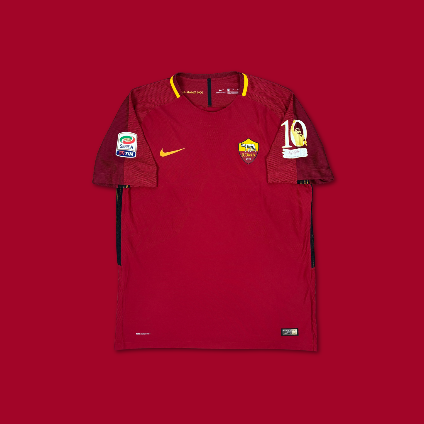 2017/18 AS Roma Home Shirt - Player Issue - Totti - XL