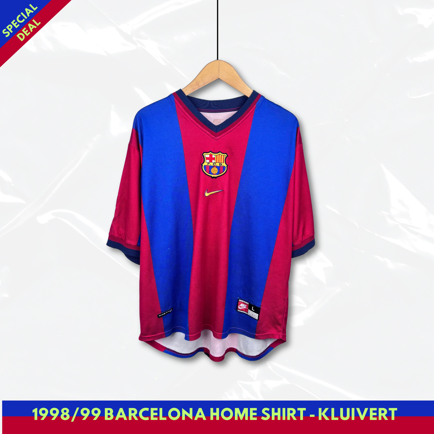 1998/99 Barcelona Home Shirt - Kluivert - L