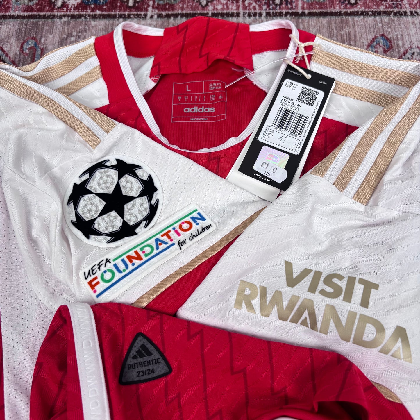 2023/24 Arsenal Home Shirt - Player Issue - Rice - L - New with Tag