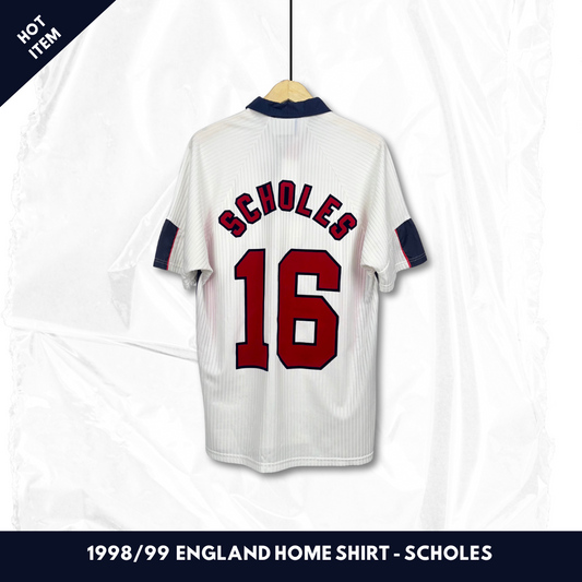 1998/99 England Home Shirt - Scholes - XL
