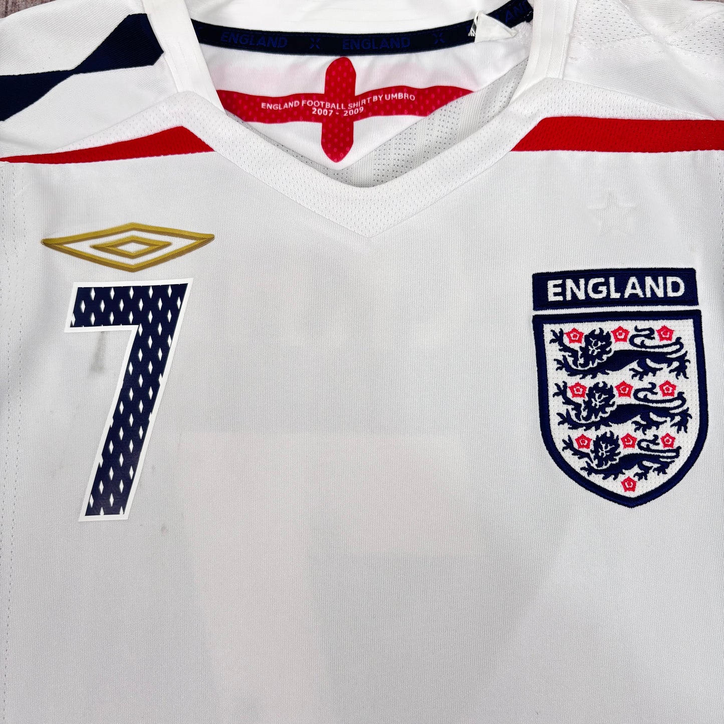 2007/08 England Home Shirt - Beckham - M