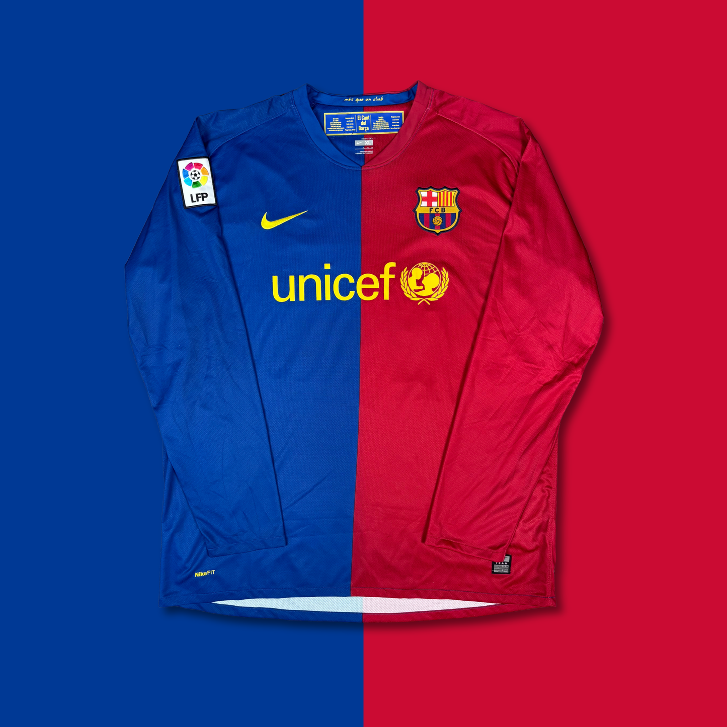 2008/09 Barcelona Home Longsleeve Shirt - Messi - XL