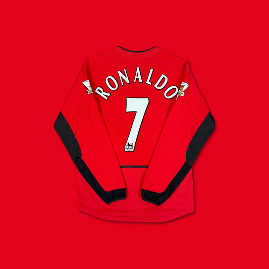 2003/04 Manchester United Home Longsleeve Shirt - Cristiano Ronaldo - M