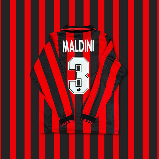 1997/98 AC Milan Home Longsleeve Shirt - Maldini - M