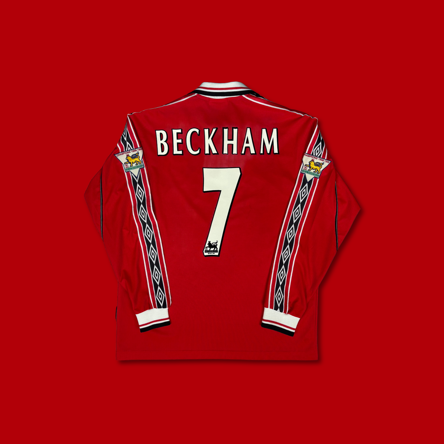 1999/00 Manchester United Home Longsleeve Shirt - Beckham - L