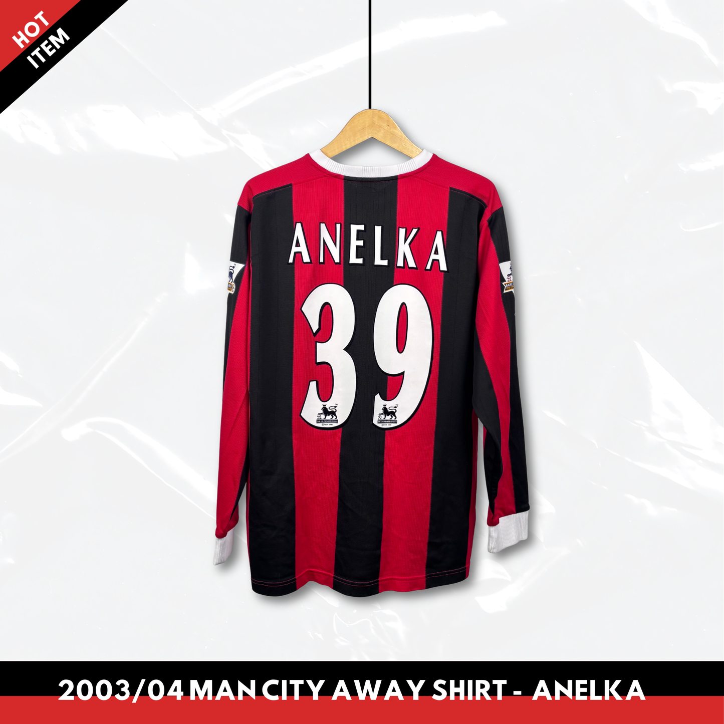 2003/04 Manchester City Away Longsleeve Shirt - Anelka - L