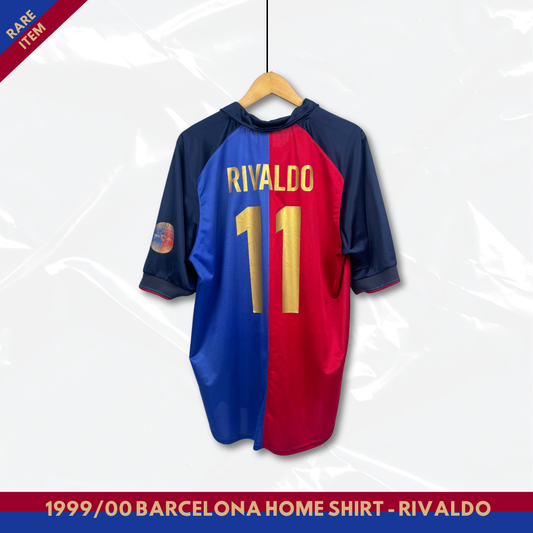 1999/00 Barcelona Home Centenary Shirt - Rivaldo - L