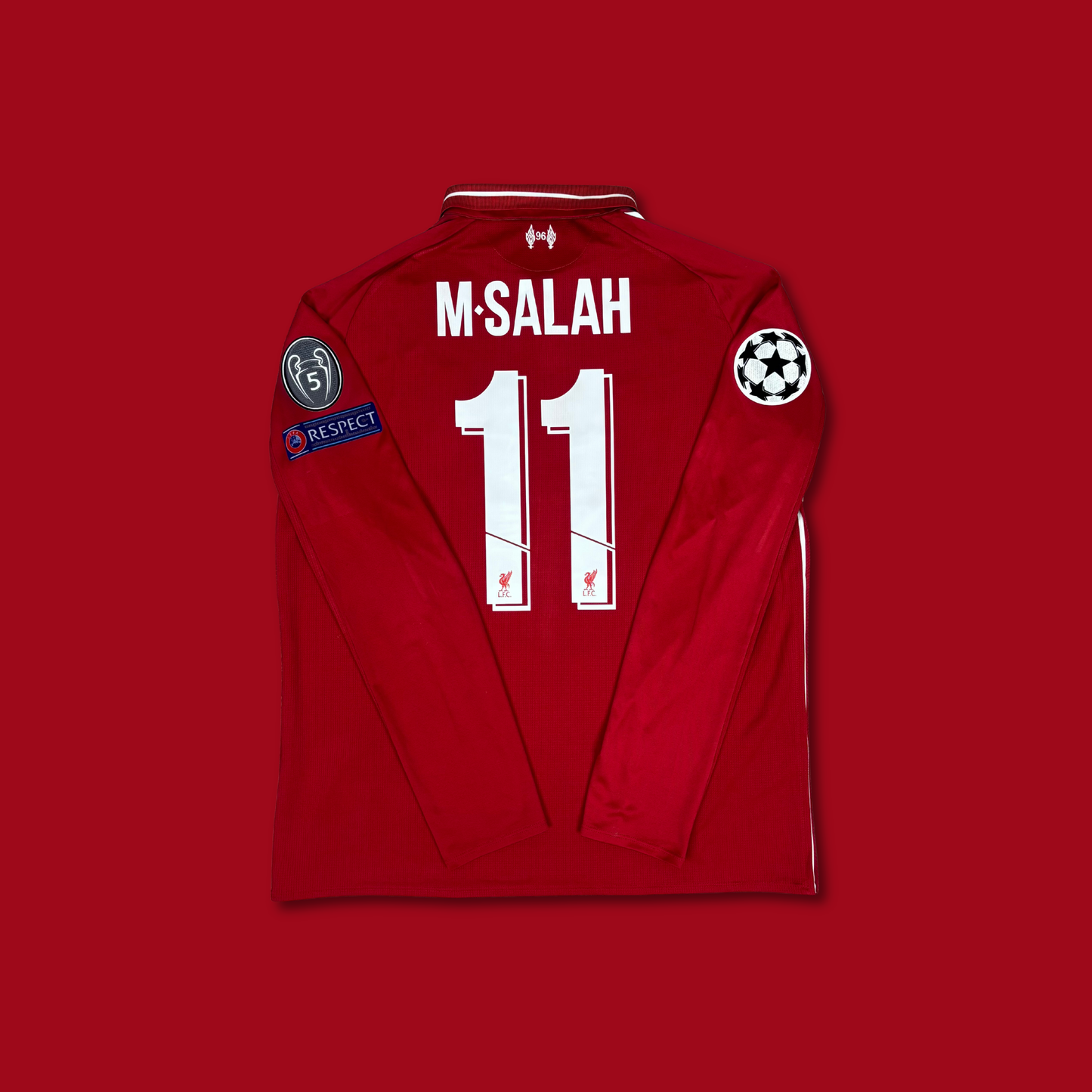 2018/19 Liverpool Home Longsleeve Shirt - Mo Salah - M