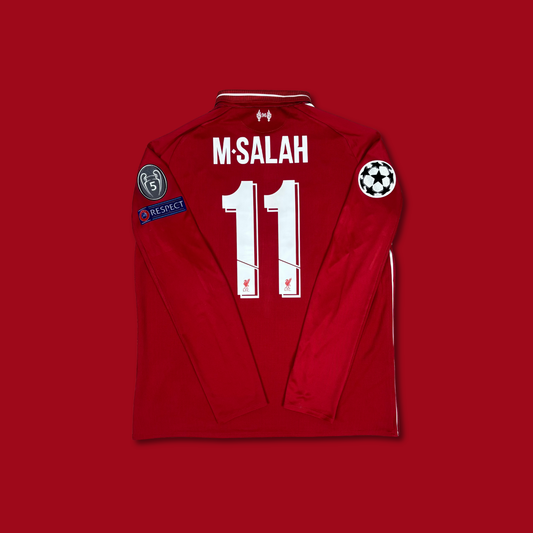 2018/19 Liverpool Home Longsleeve Shirt - Mo Salah - M