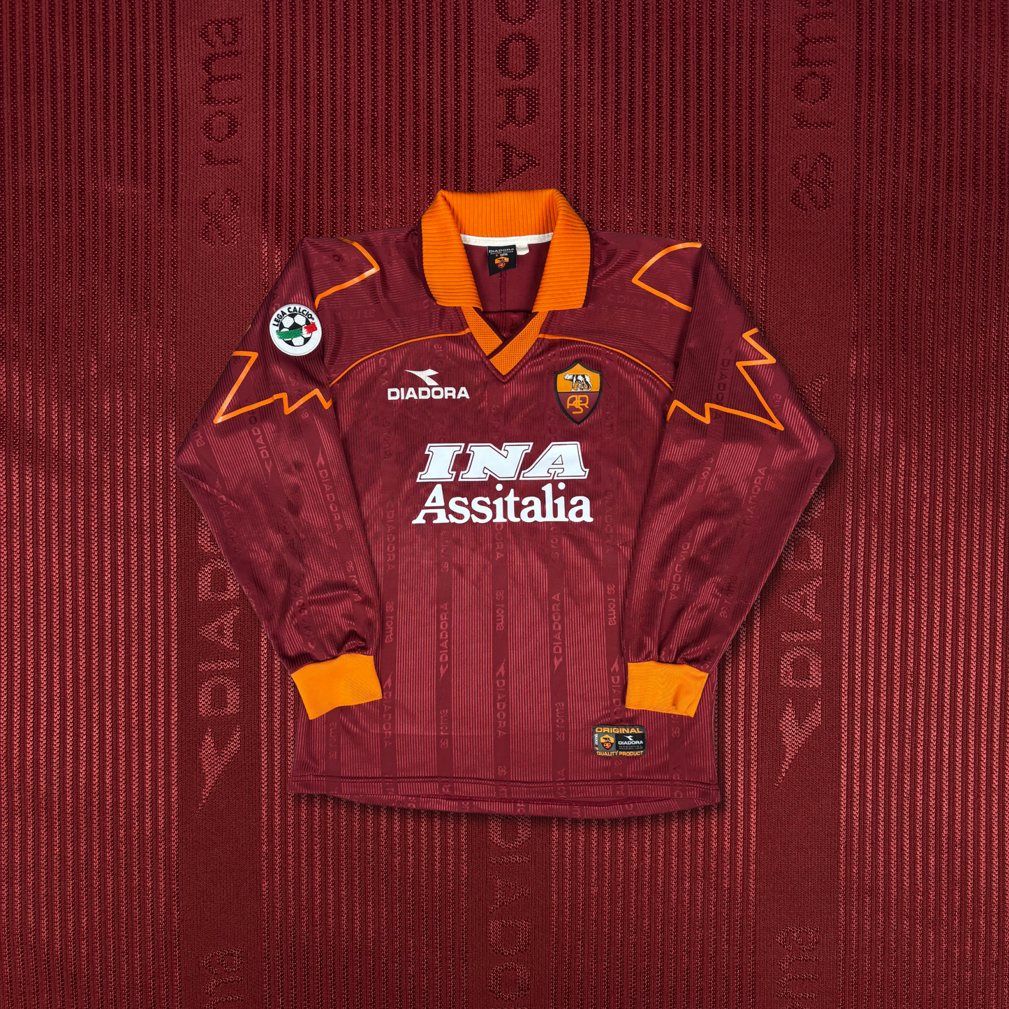1999/00 AS Roma Home Longsleeve Shirt - Nakata - L