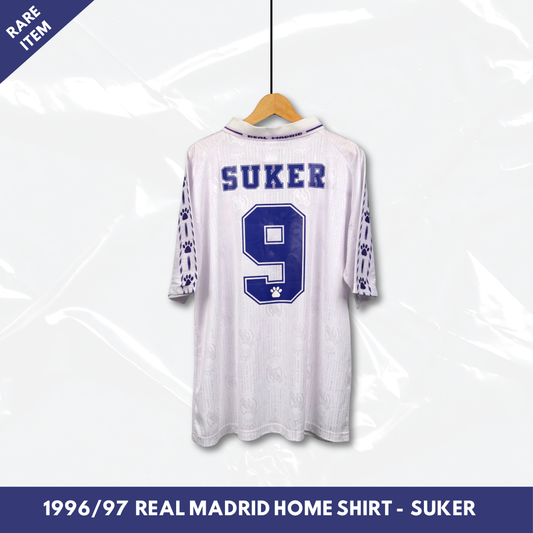1996/97 Real Madrid Home Shirt - Suker - L