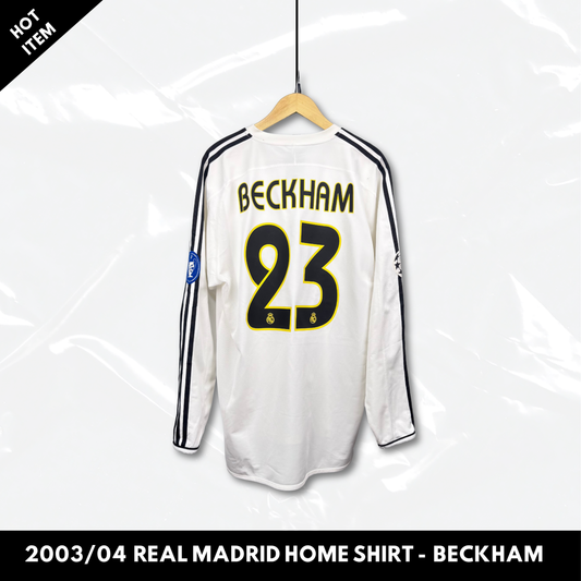 2003/04 Real Madrid Home Longsleeve Shirt - Beckham - L