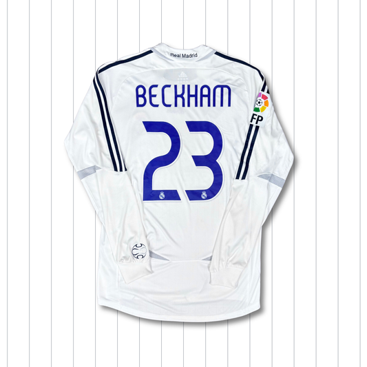2006/07 Real Madrid Home Longsleeve Shirt - Player Issue - Beckham - L