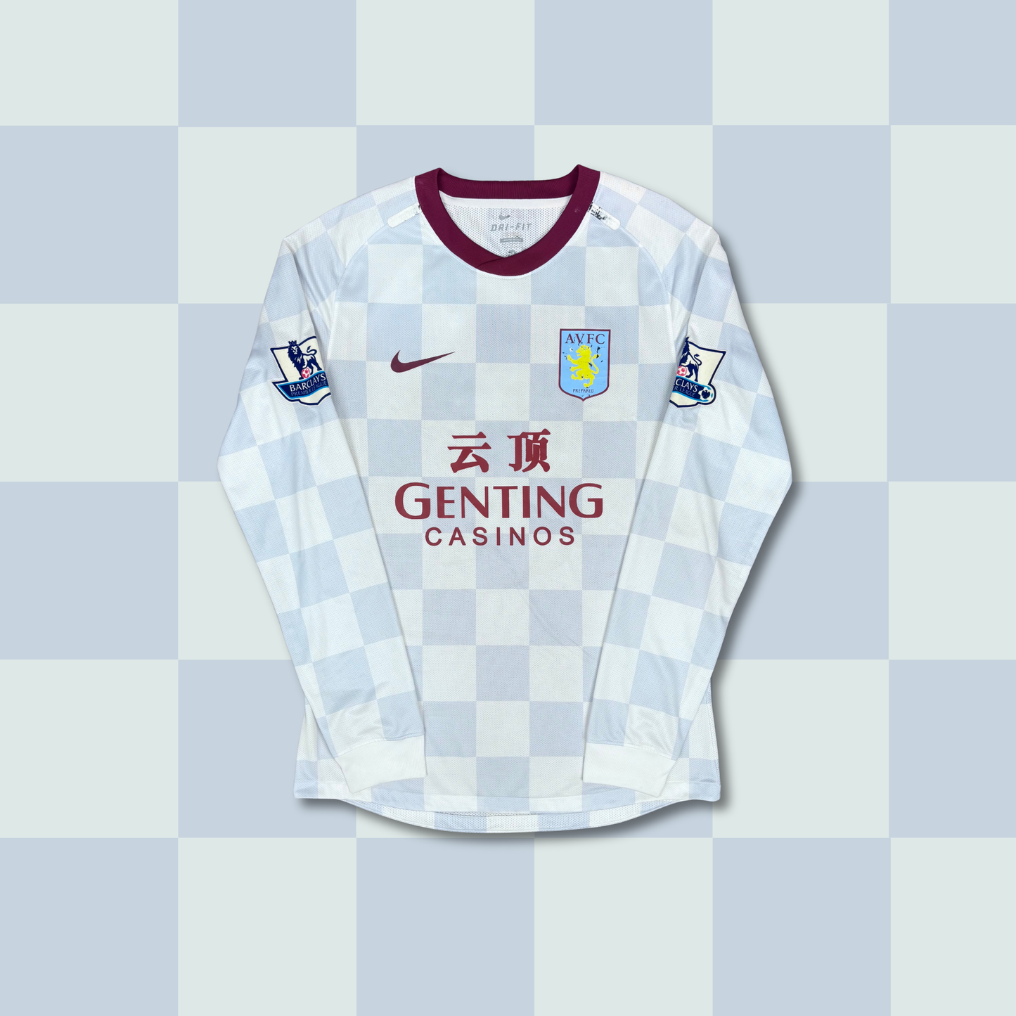 2010/11 Aston Villa Away Longsleeve Shirt - Player Issue - M - Bent