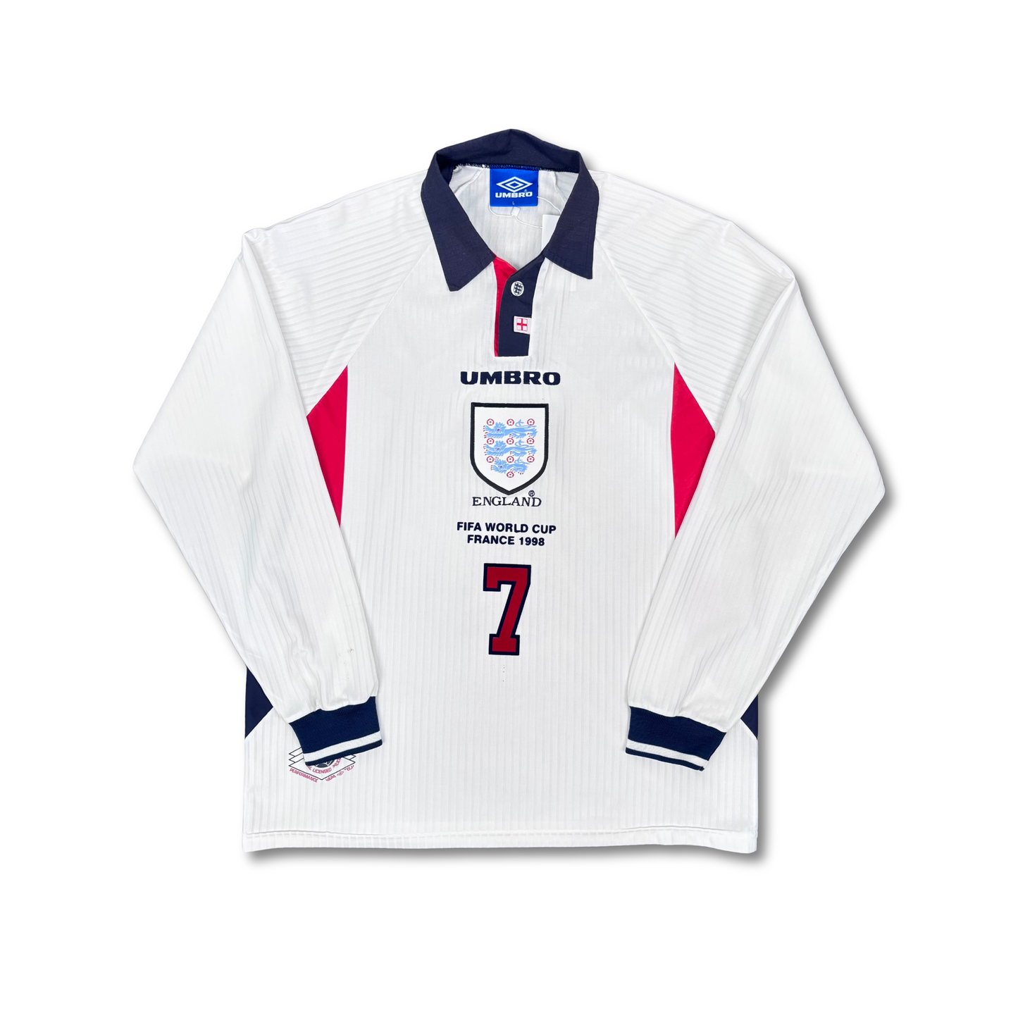 1998/99 England Home Longsleeve Shirt - Beckham - L