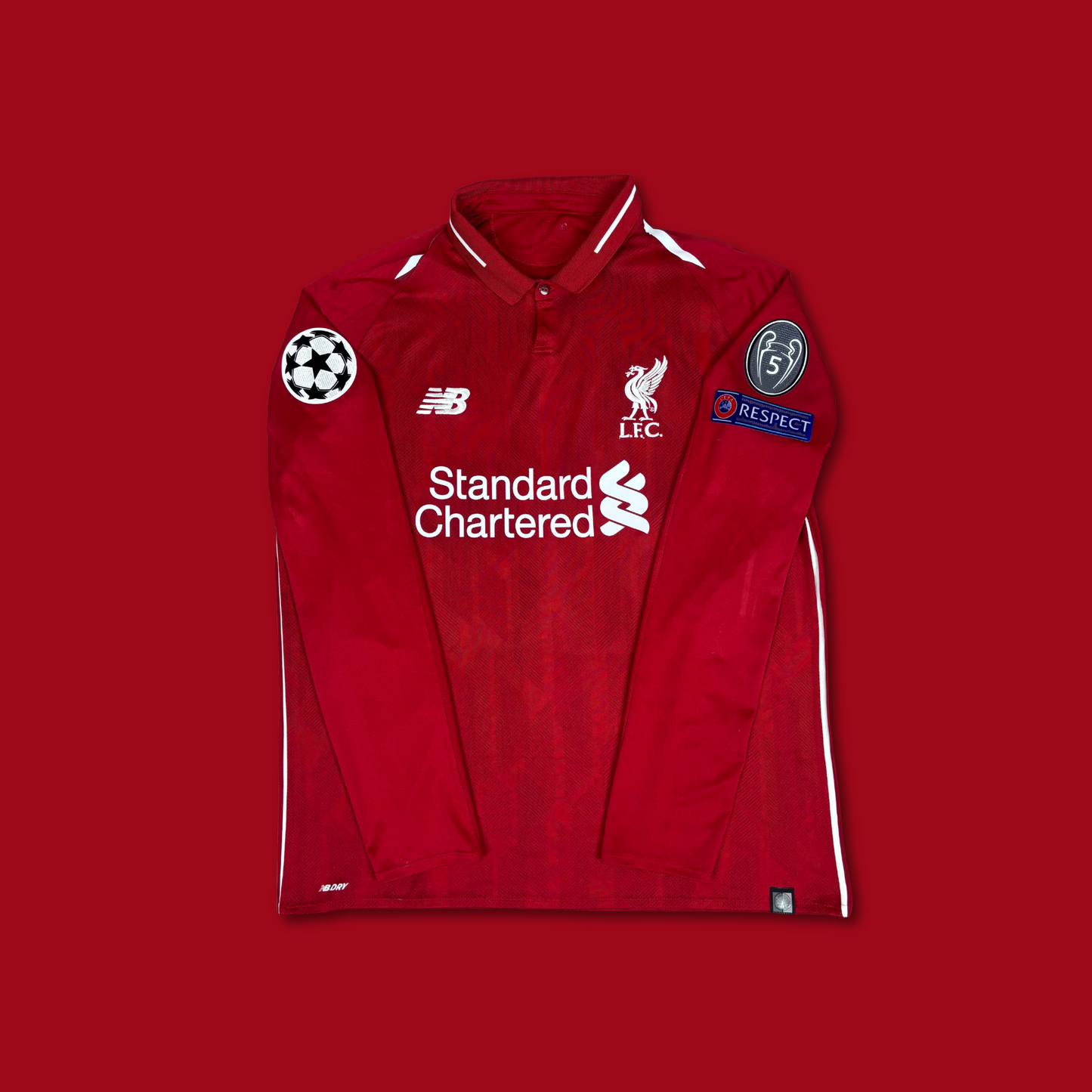 2018/19 Liverpool Home Longsleeve Shirt - Mo Salah - M