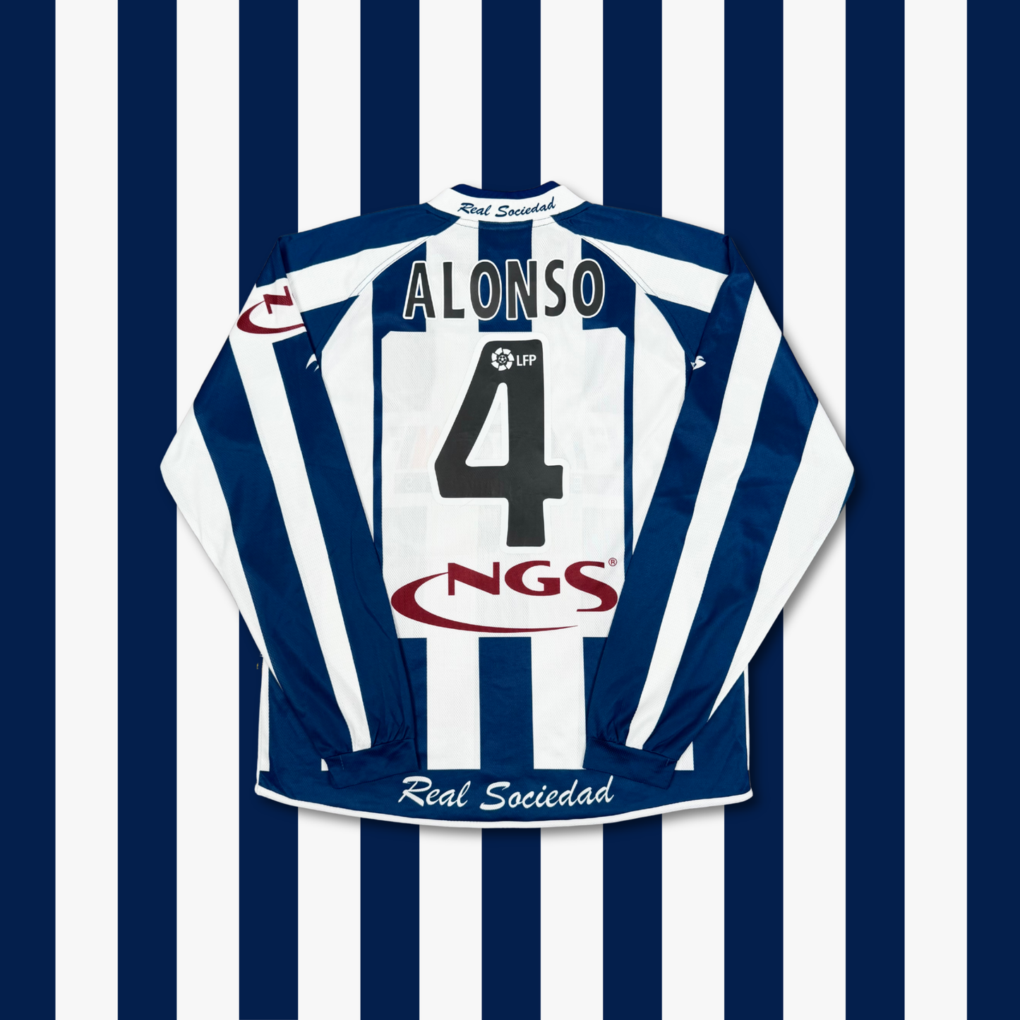 2003/04 Real Sociedad Home Longsleeve Shirt - Alonso - M