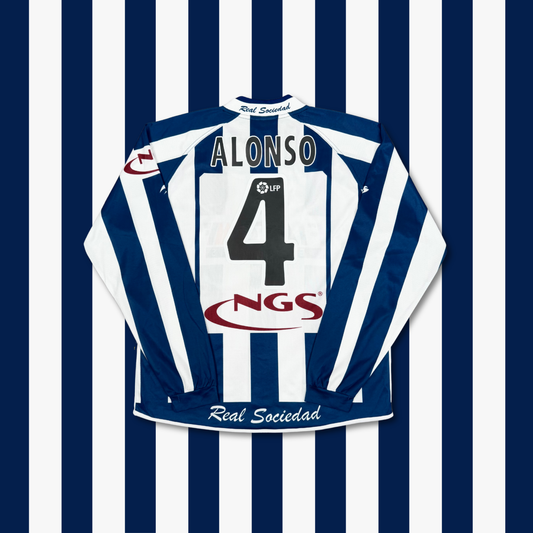 2003/04 Real Sociedad Home Longsleeve Shirt - Alonso - M