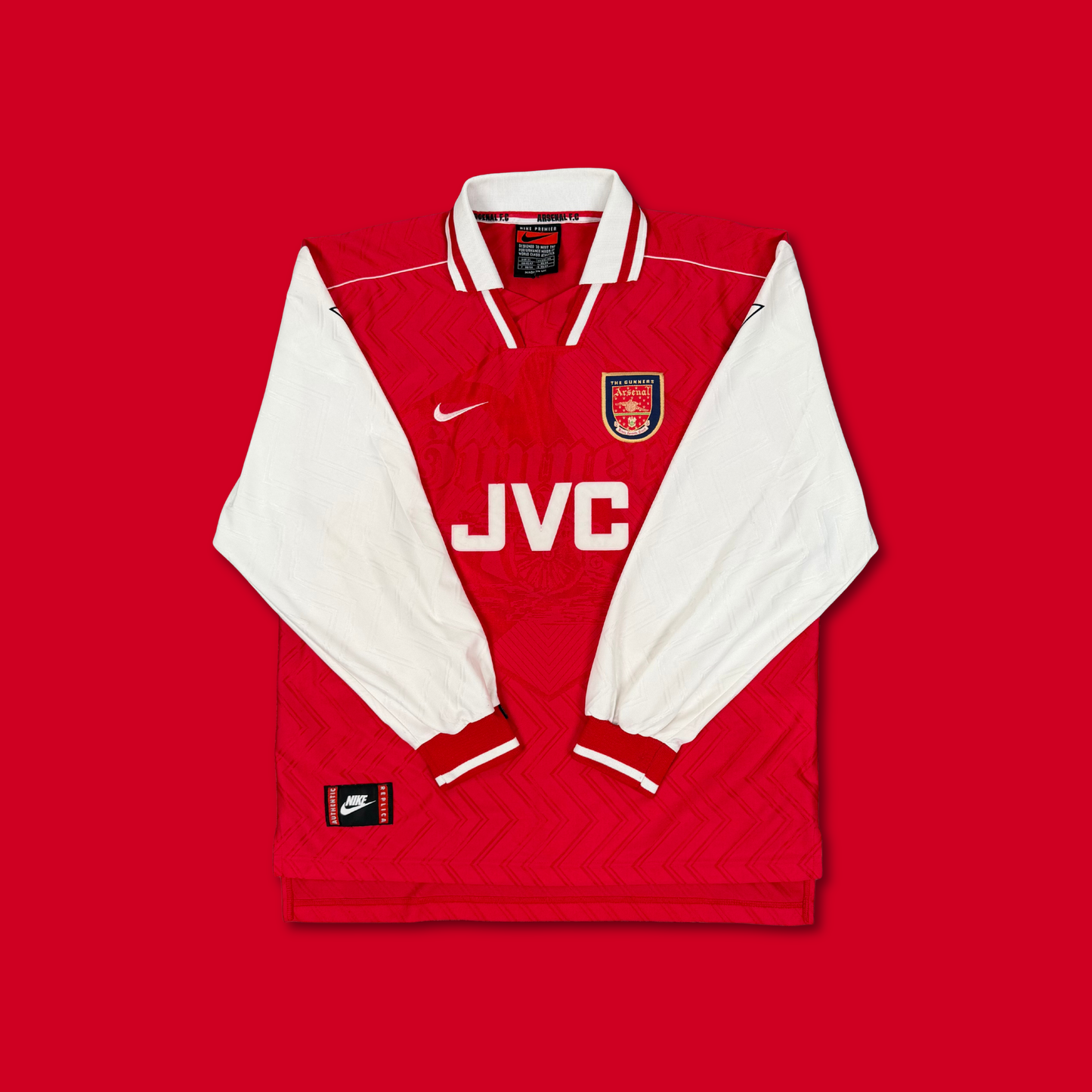 1996/97 Arsenal Home Longsleeve Shirt - Bergkamp - XL