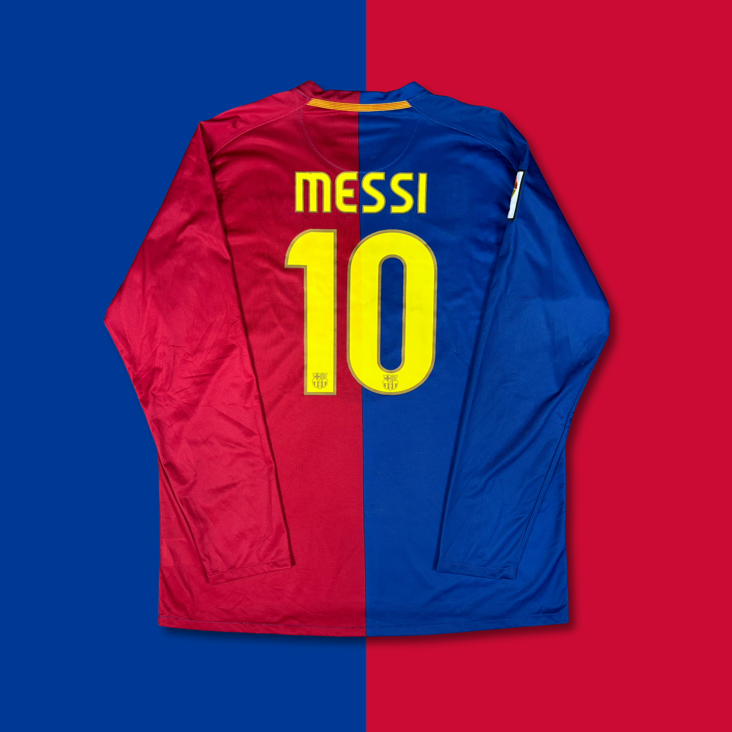 2008/09 Barcelona Home Longsleeve Shirt - Messi - XL