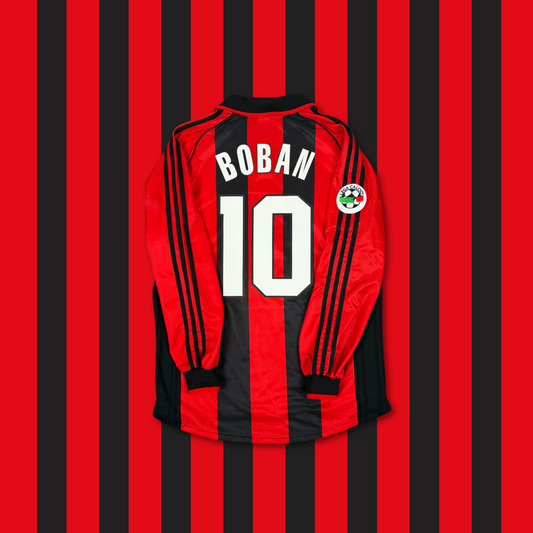 1998/99 AC Milan Home Longsleeve Shirt - Boban - M