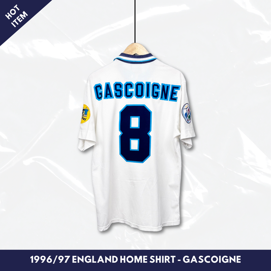 1996/97 England Home Shirt - Gascoigne - L