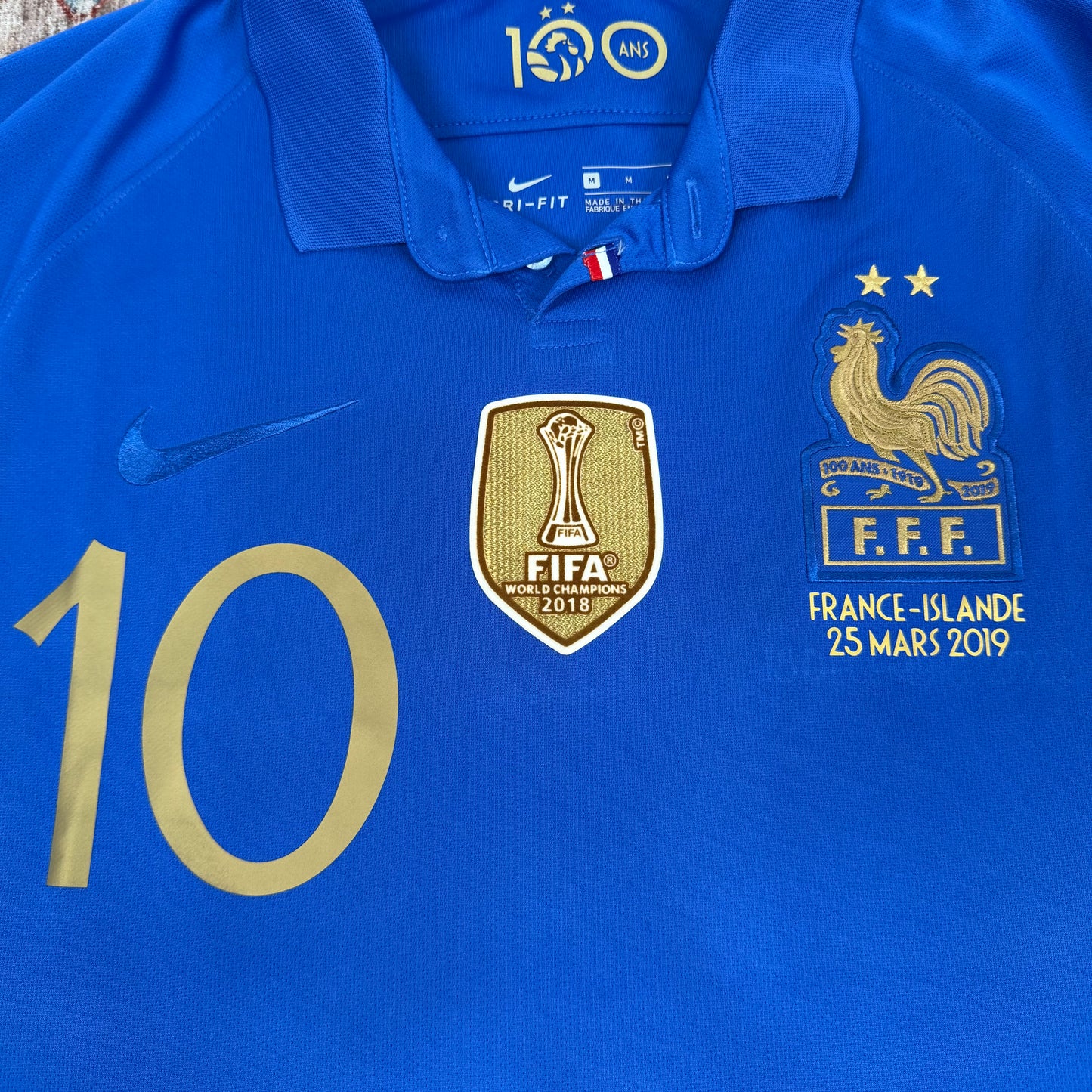 2019/20 France Home Centenary Longsleeve Shirt - Mbappe - M