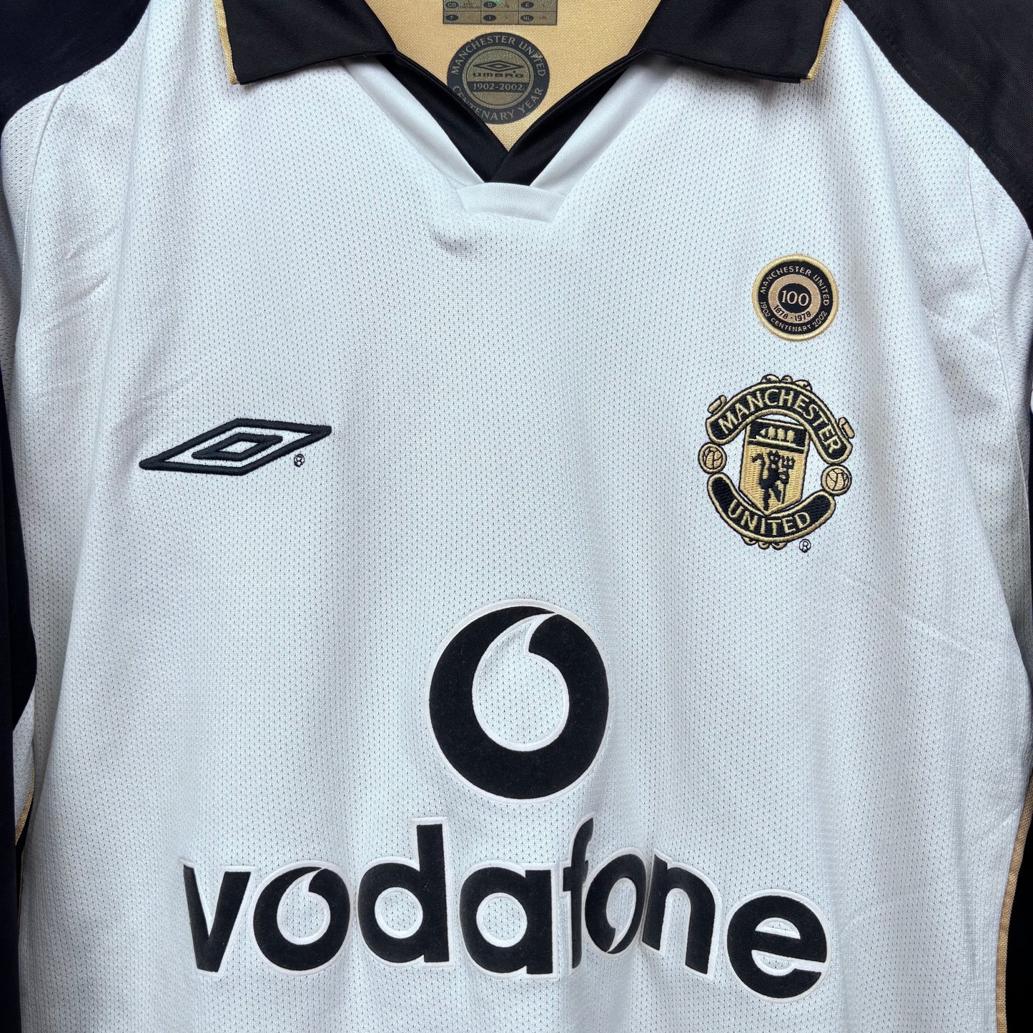 2001/02 Manchester United Centenary Longsleeve Shirt - Beckham - L