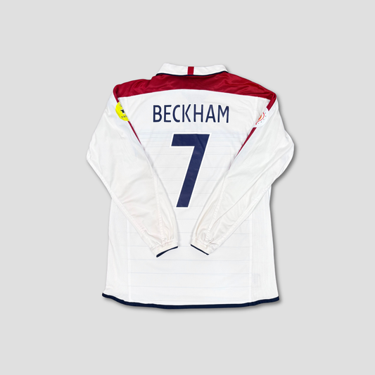 2004/05 England Home Longsleeve Shirt - Beckham - M