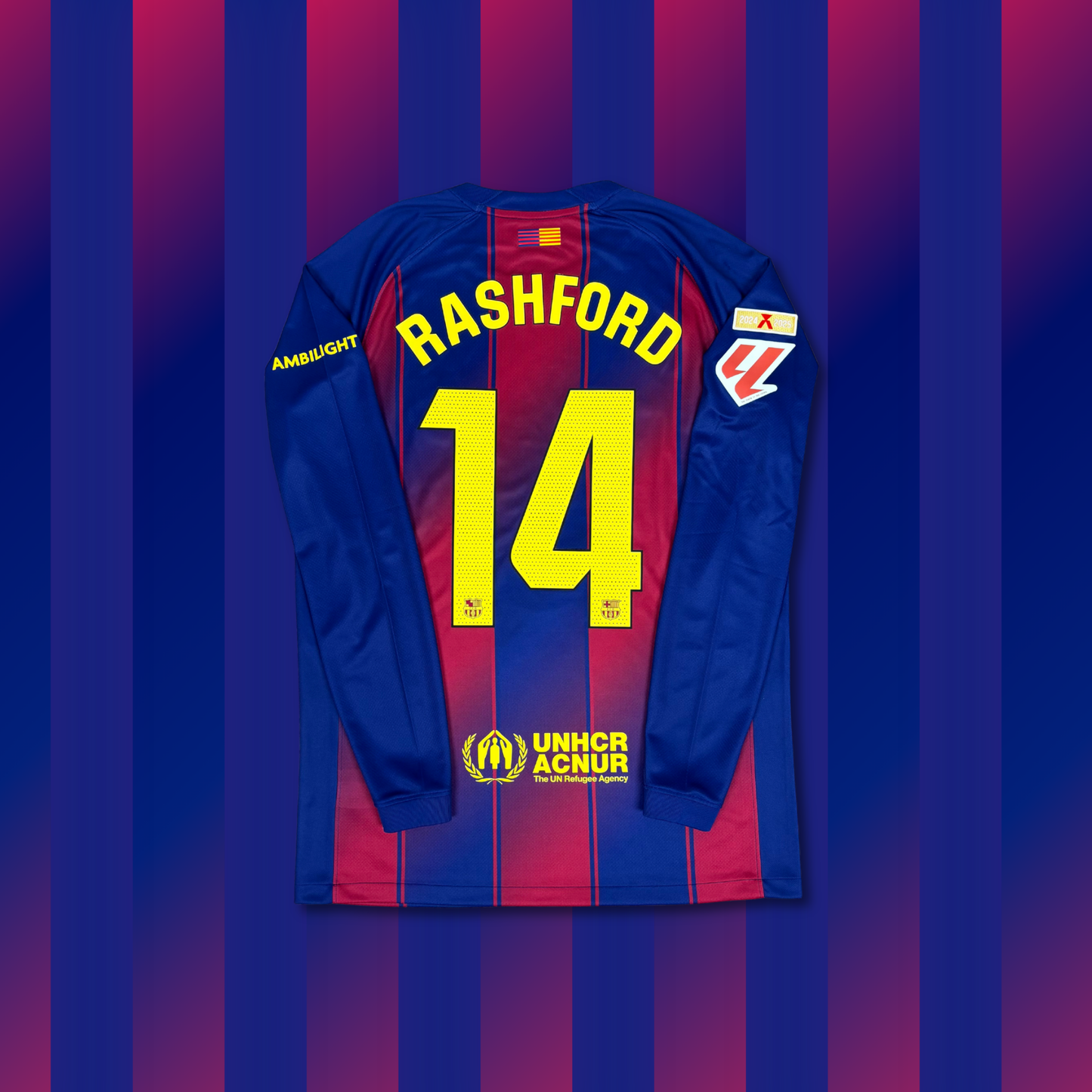 2025/26 Barcelona Home Longsleeve Shirt - Rashford - M