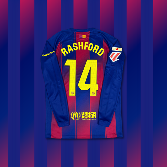 2025/26 Barcelona Home Longsleeve Shirt - Rashford - M