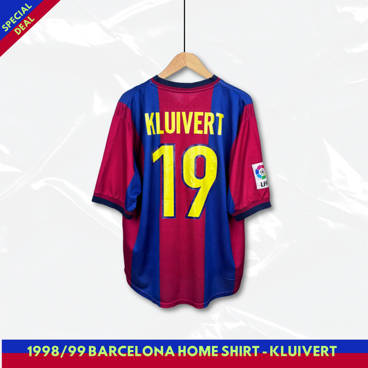 1998/99 Barcelona Home Shirt - Kluivert - L